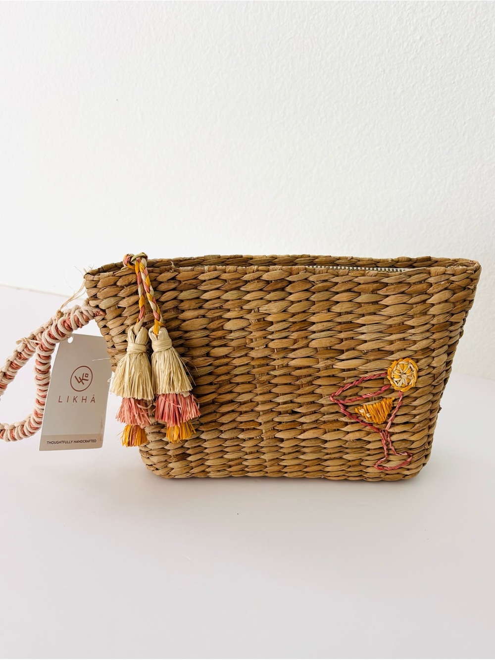 Likha Mini Seagrass Wristlet NWT Embroidered Cocktail Artisanal Handcrafted